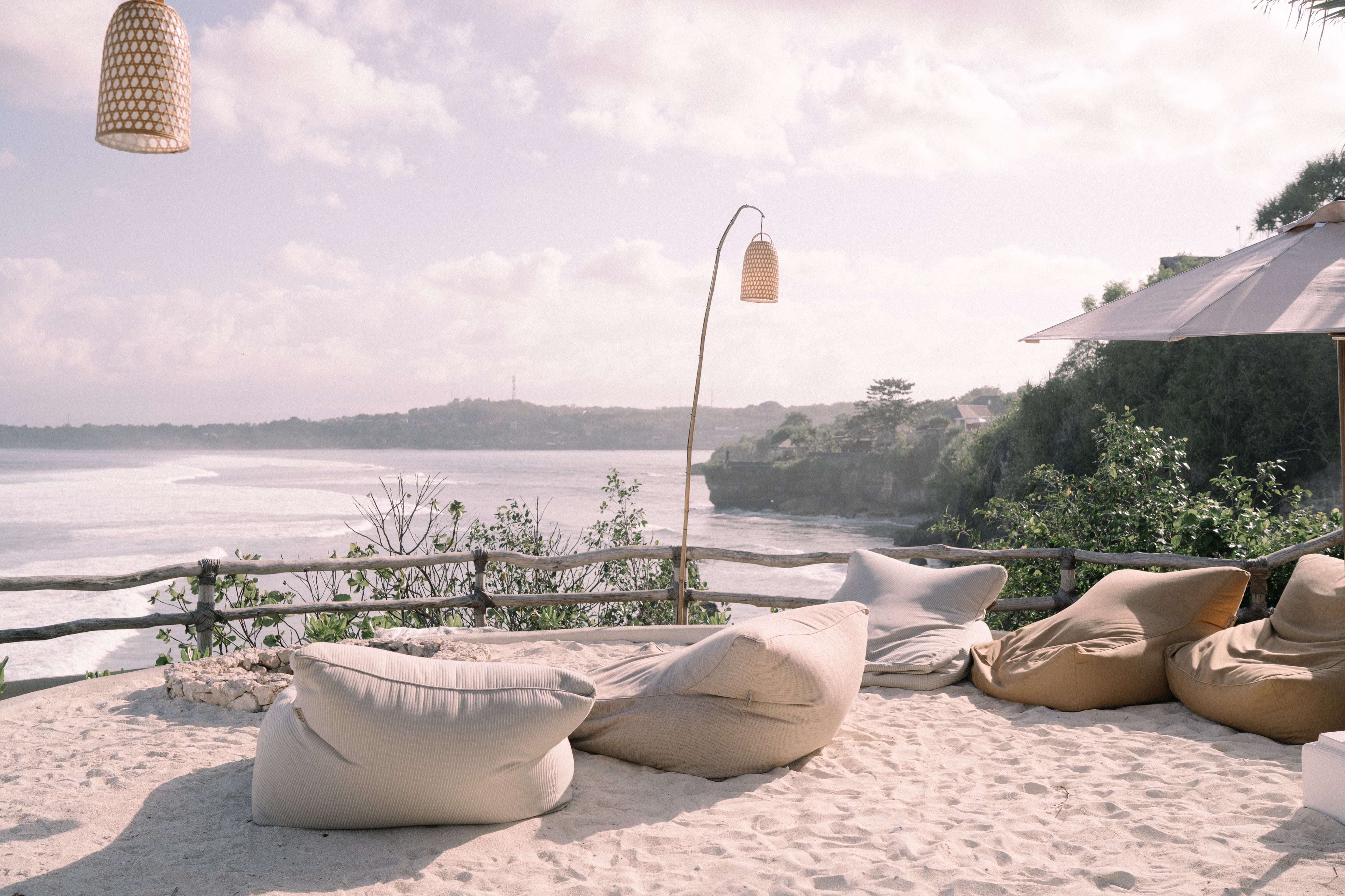 bean bags on a beach