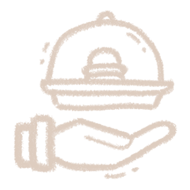 . Hand holding tray covered with lid.