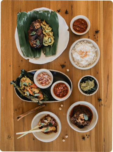 a table with different foods on it